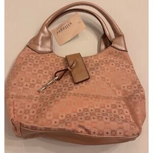 NWT Y2K Villager Liz Claiborne Pink Patterned Shoulder Bag Snap Close 12x8x4"